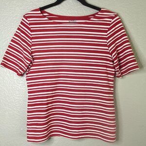 Croft & Barrow Red and White Striped Tee | Size S ❤️🤍